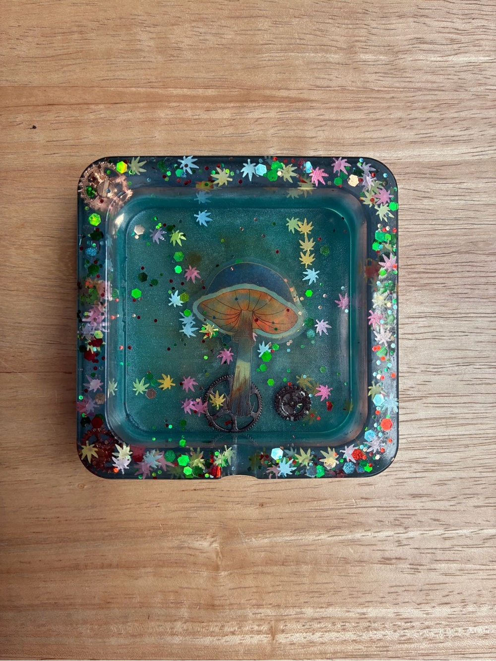 Handcrafted Steampunk Mushroom Resin Trinket/Ashtray | Psychedelic Botanical